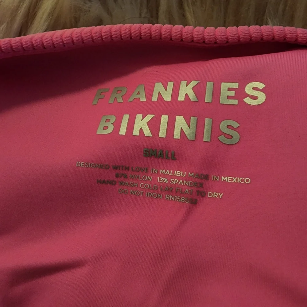 Frankies Bikinis Jenna ribbed high waist bikini bottom bright pink - Picture 3 of 9